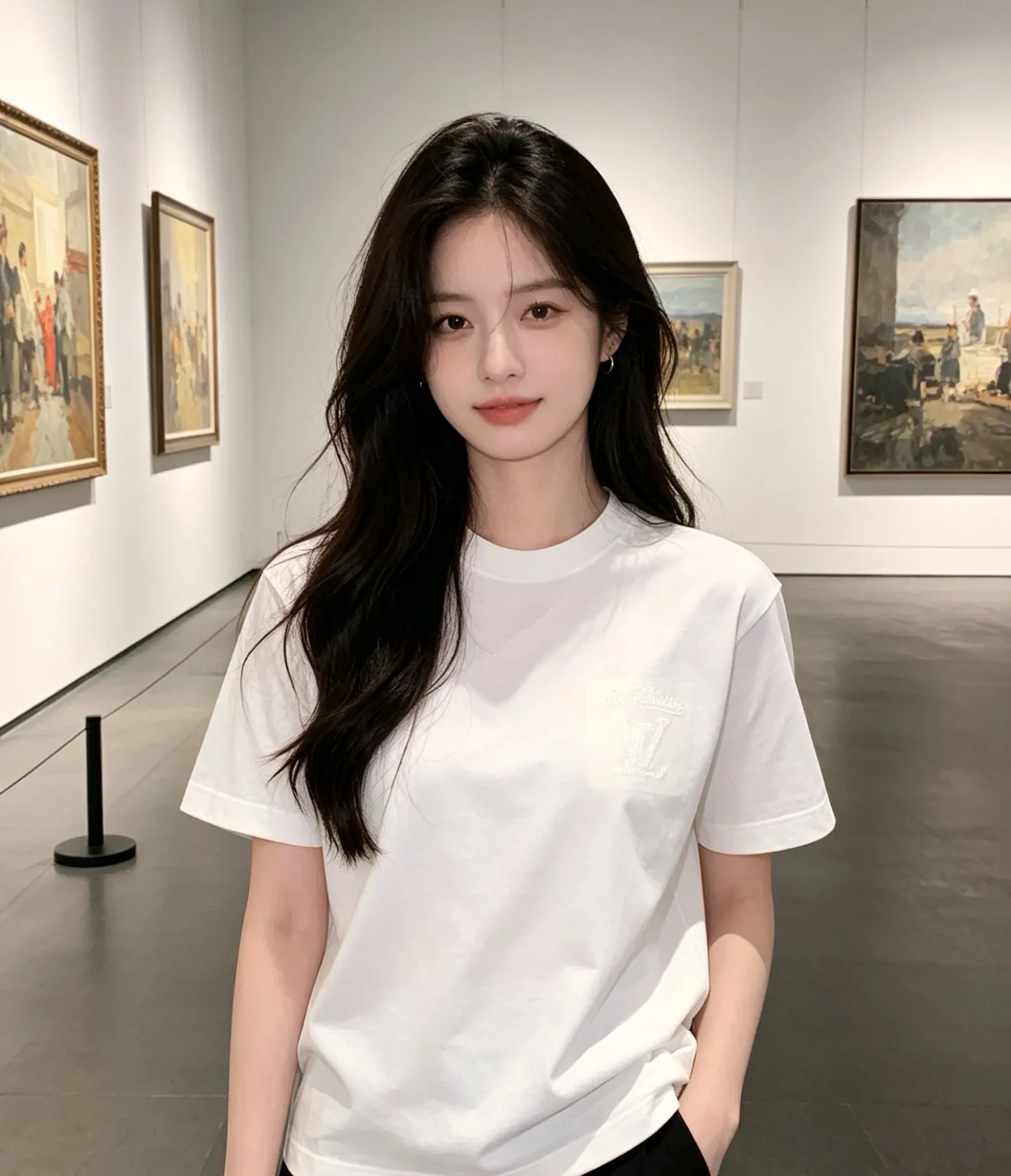 Louis Vuitton/Louis Vuitton hollow tatami embroidered round neck short sleeves on the back